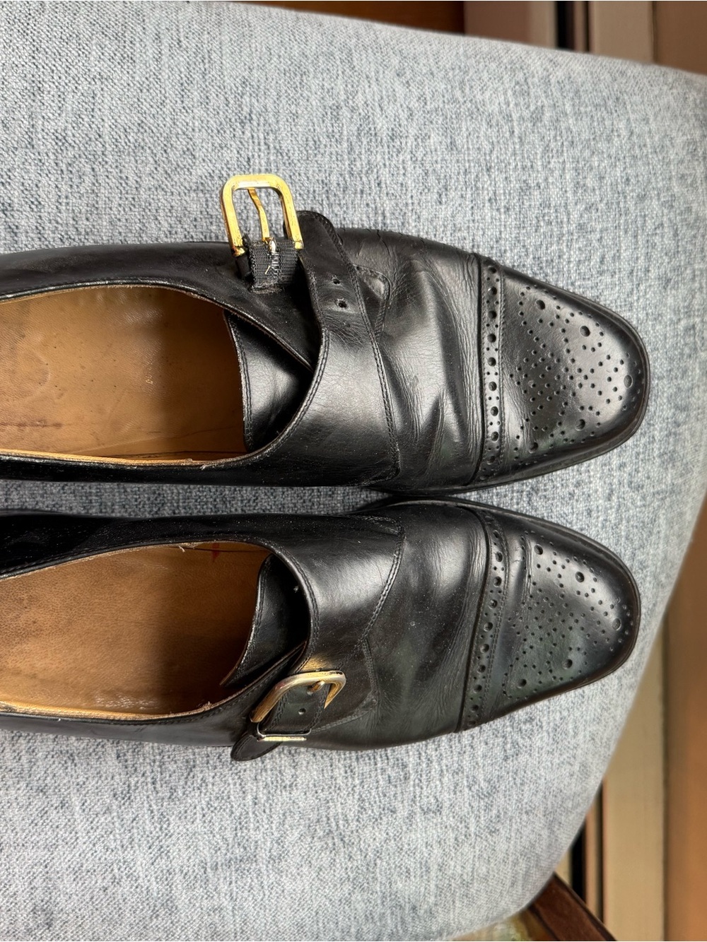 Bruno Magli Black Leather Single Monk Strap Dress Shoes